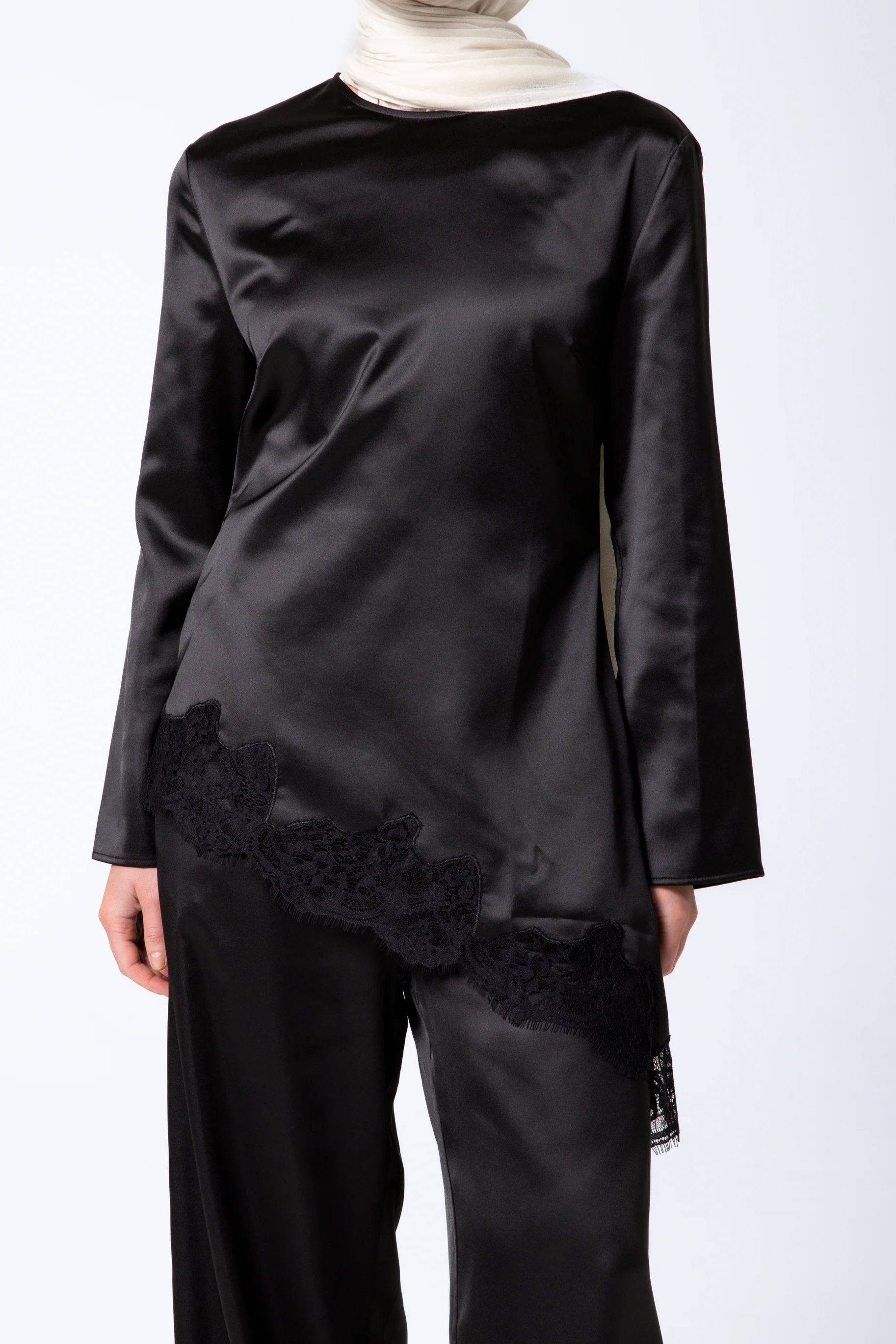 Sabrina Lace Detail Top - Black - Image 3