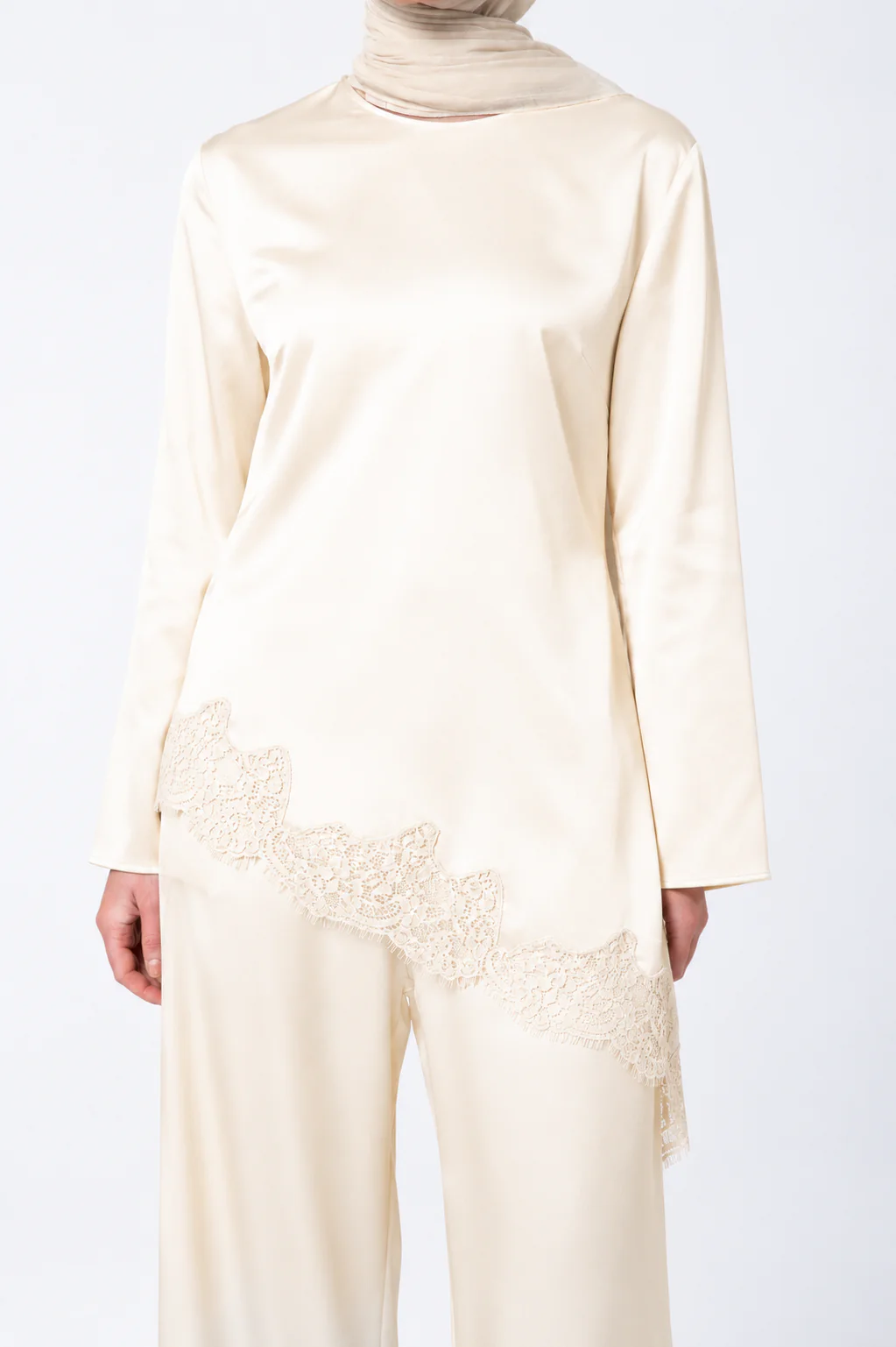 Sabrina Lace Detail Top - Ivory - Image 2