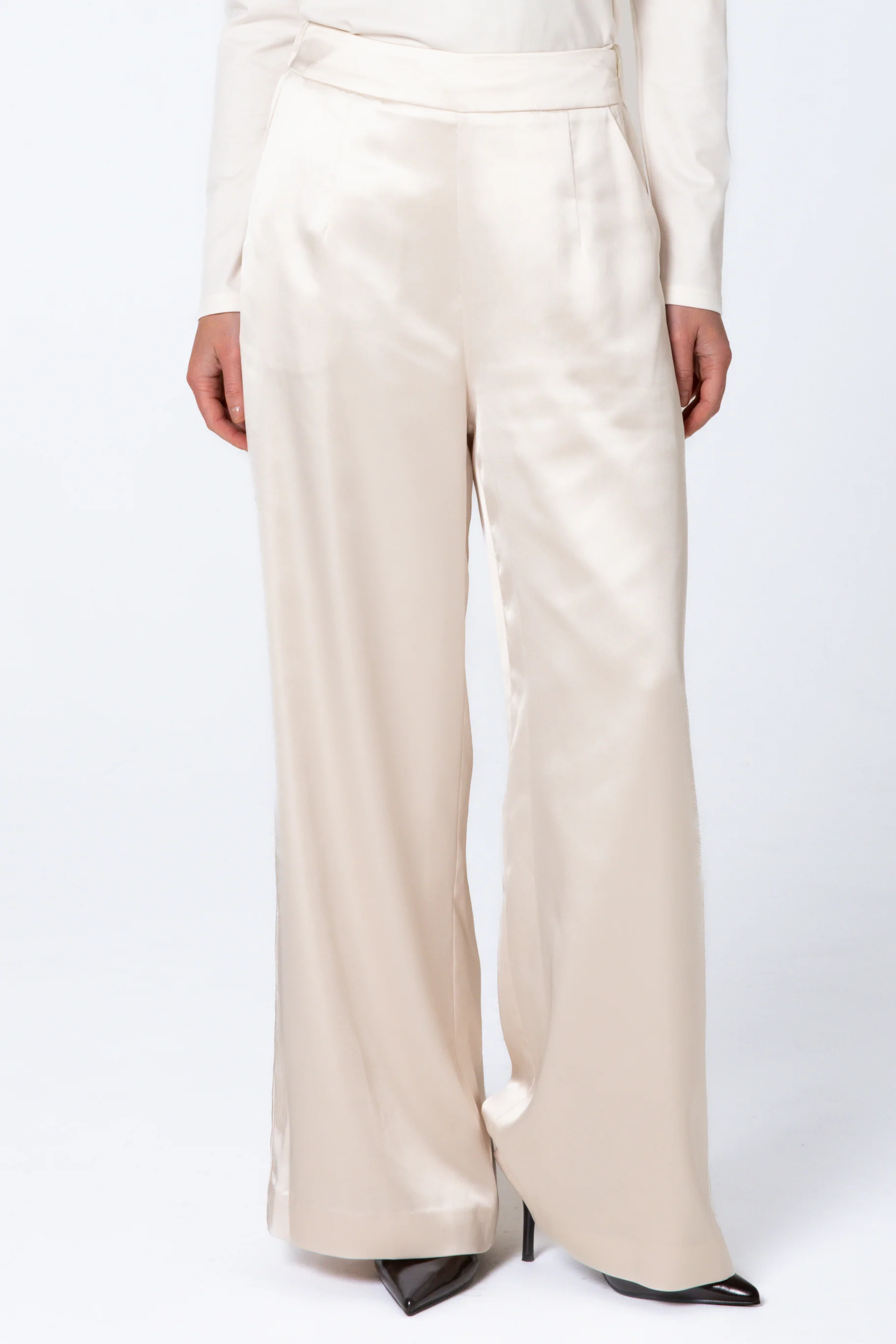 Sabrina Satin Pants - Ivory