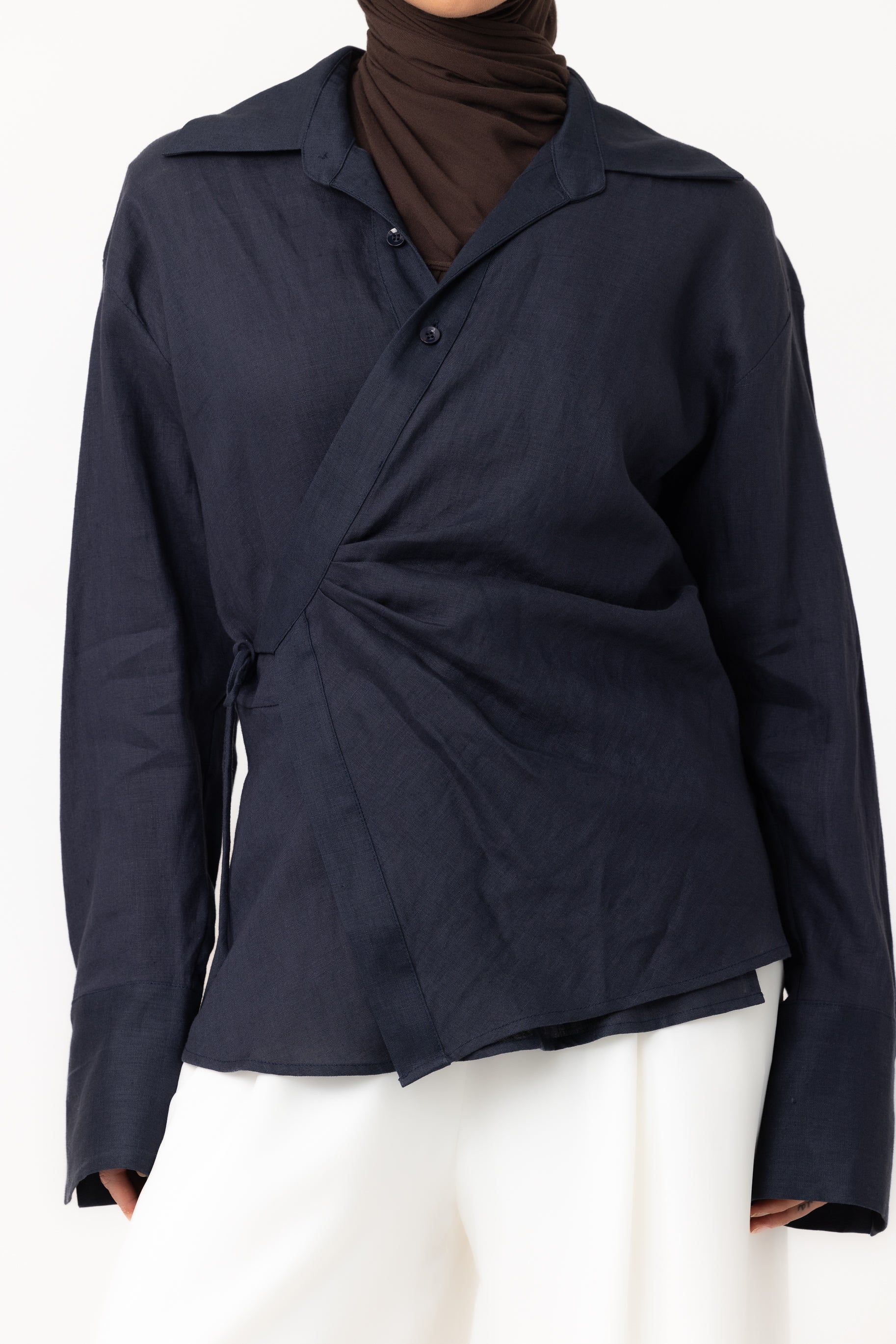 Siara Wrap Shirt - Navy - Image 3