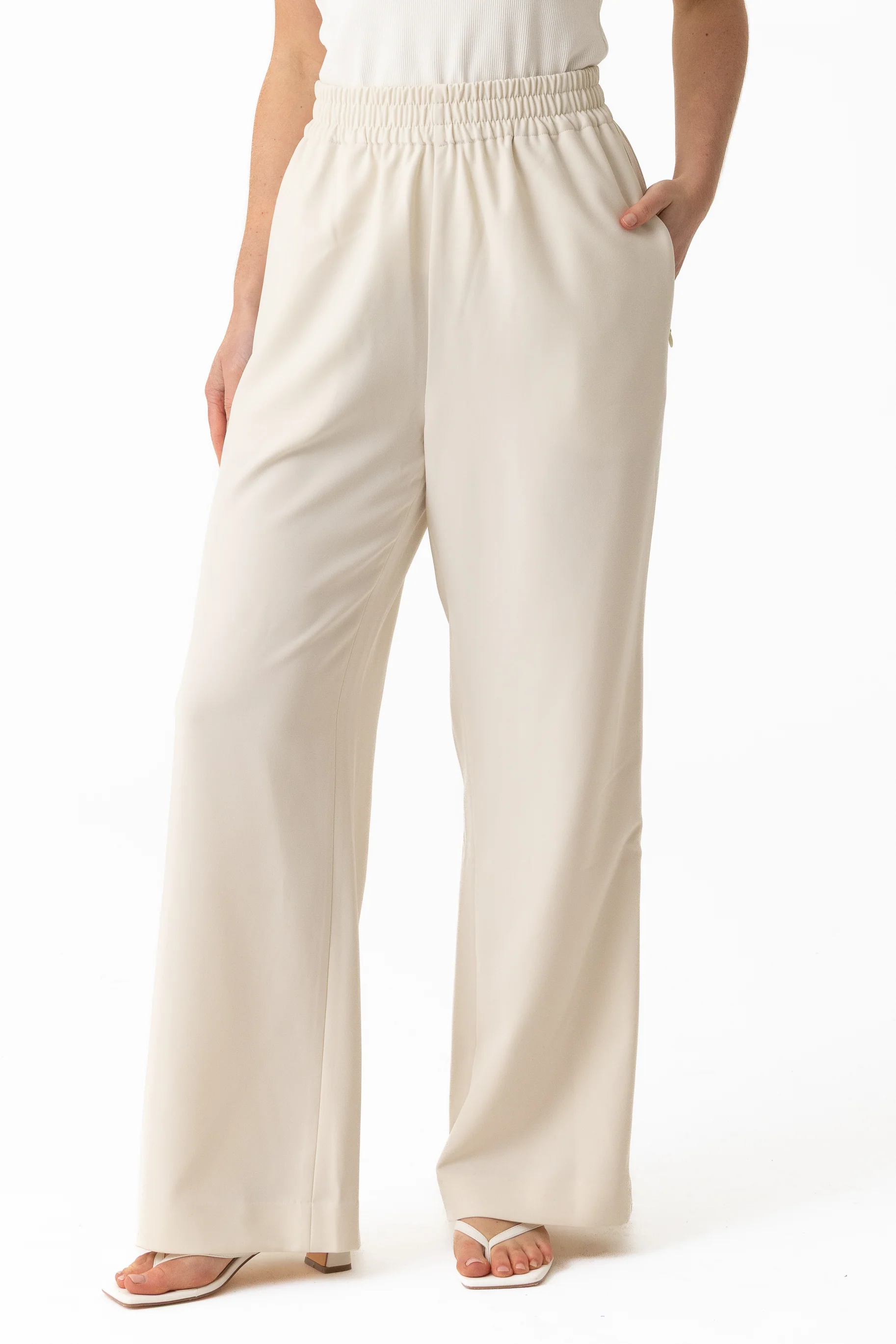 Staple Wide Leg Pants - Beige - Image 3