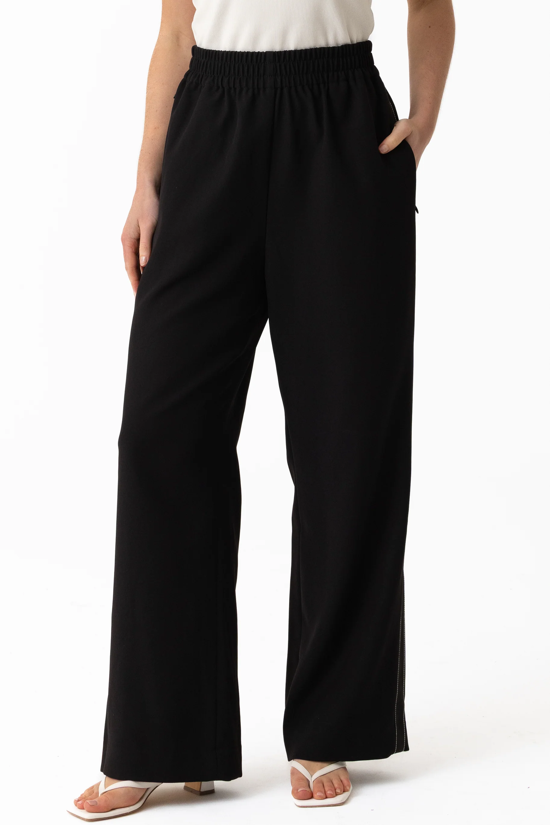 Staple Wide Leg Pants - Black - Image 3