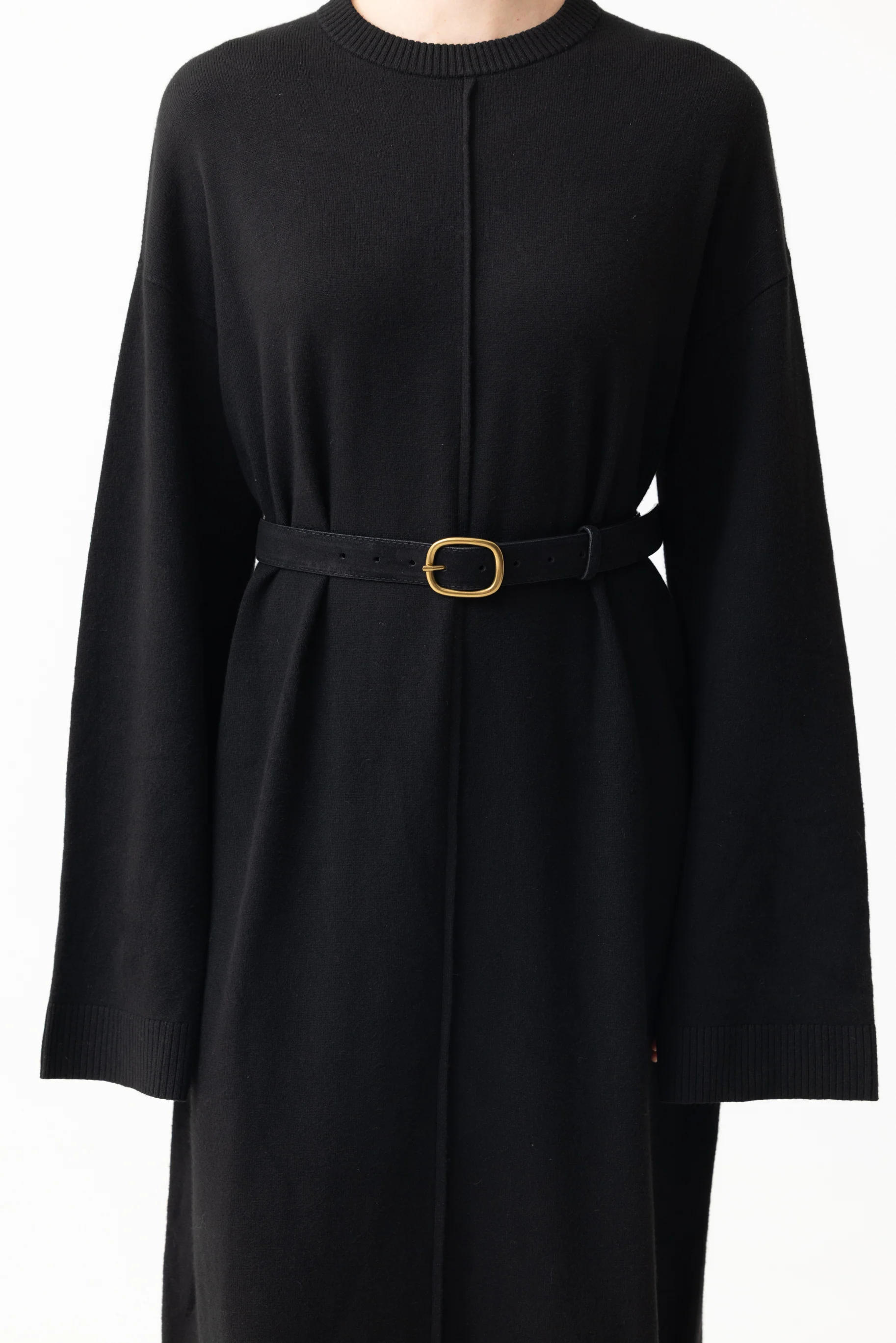 Suede Thin Buckle Belt - Black - Image 2