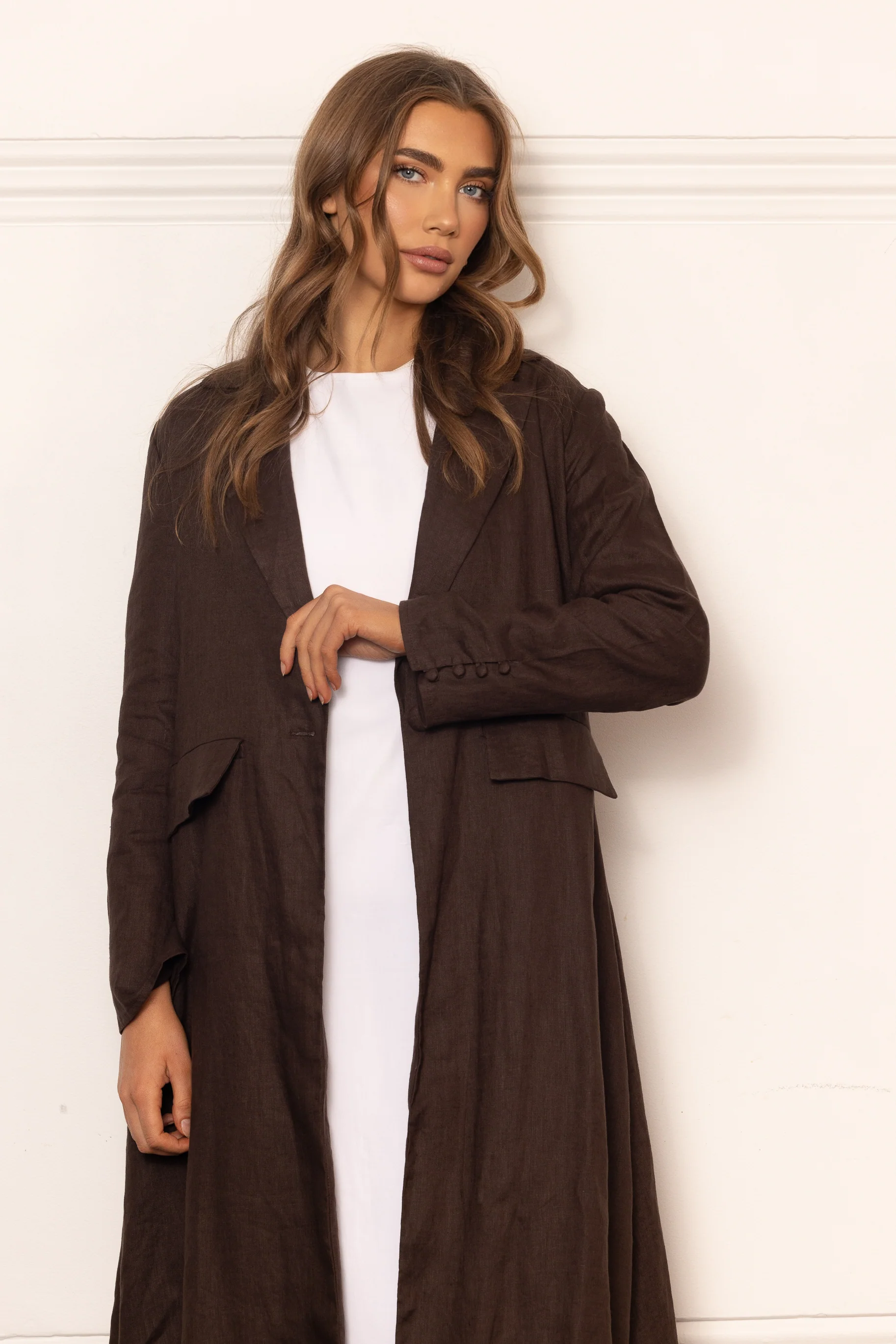 Tailored Open Abaya - Cedar - Image 3
