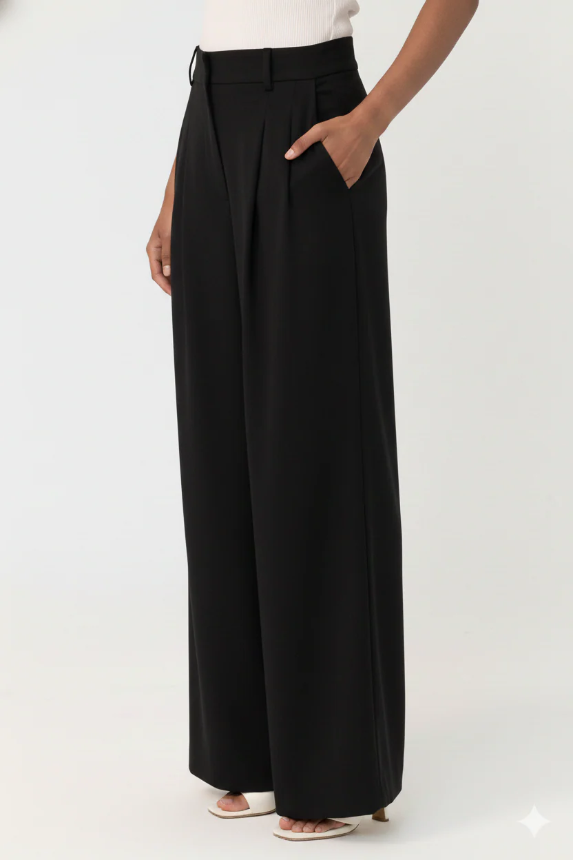 Amelie Pleated Pants - Black - Image 2