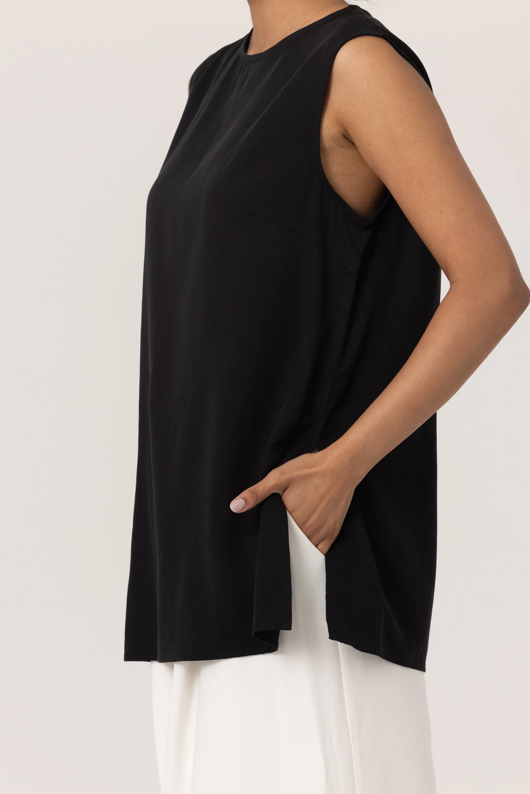 Tencel Tank Top - Black - Image 3
