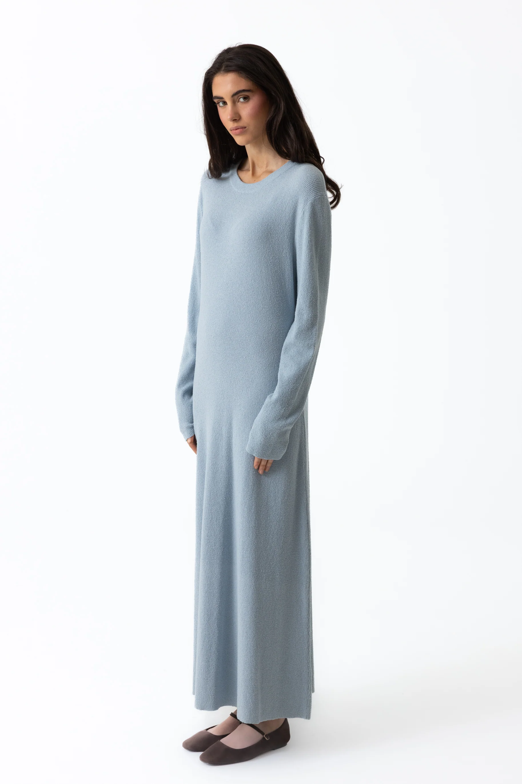 Textured Knit Maxi Dress - Frost Blue - Image 3