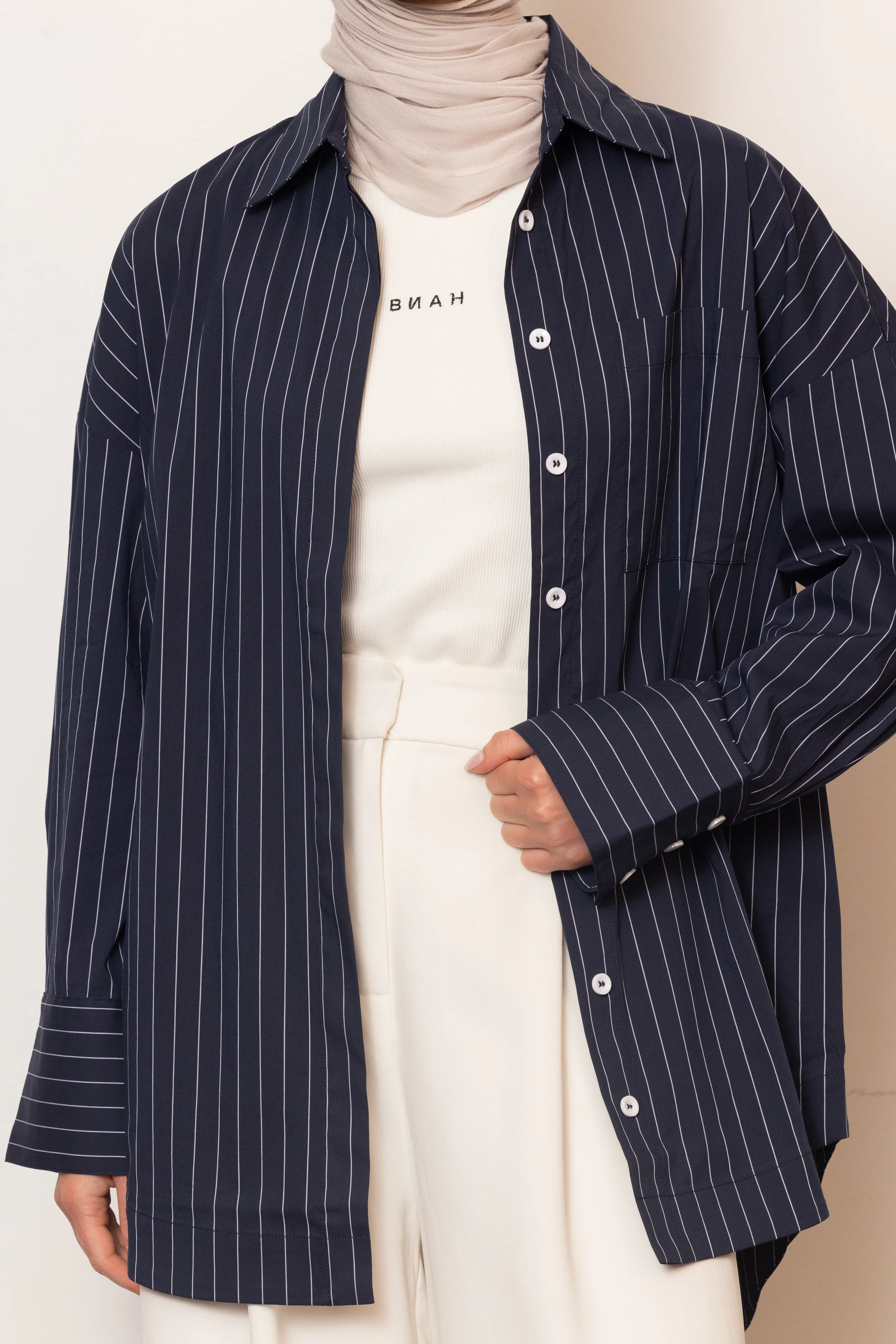 The Ayah Shirt - Navy Pinstripe - Image 2