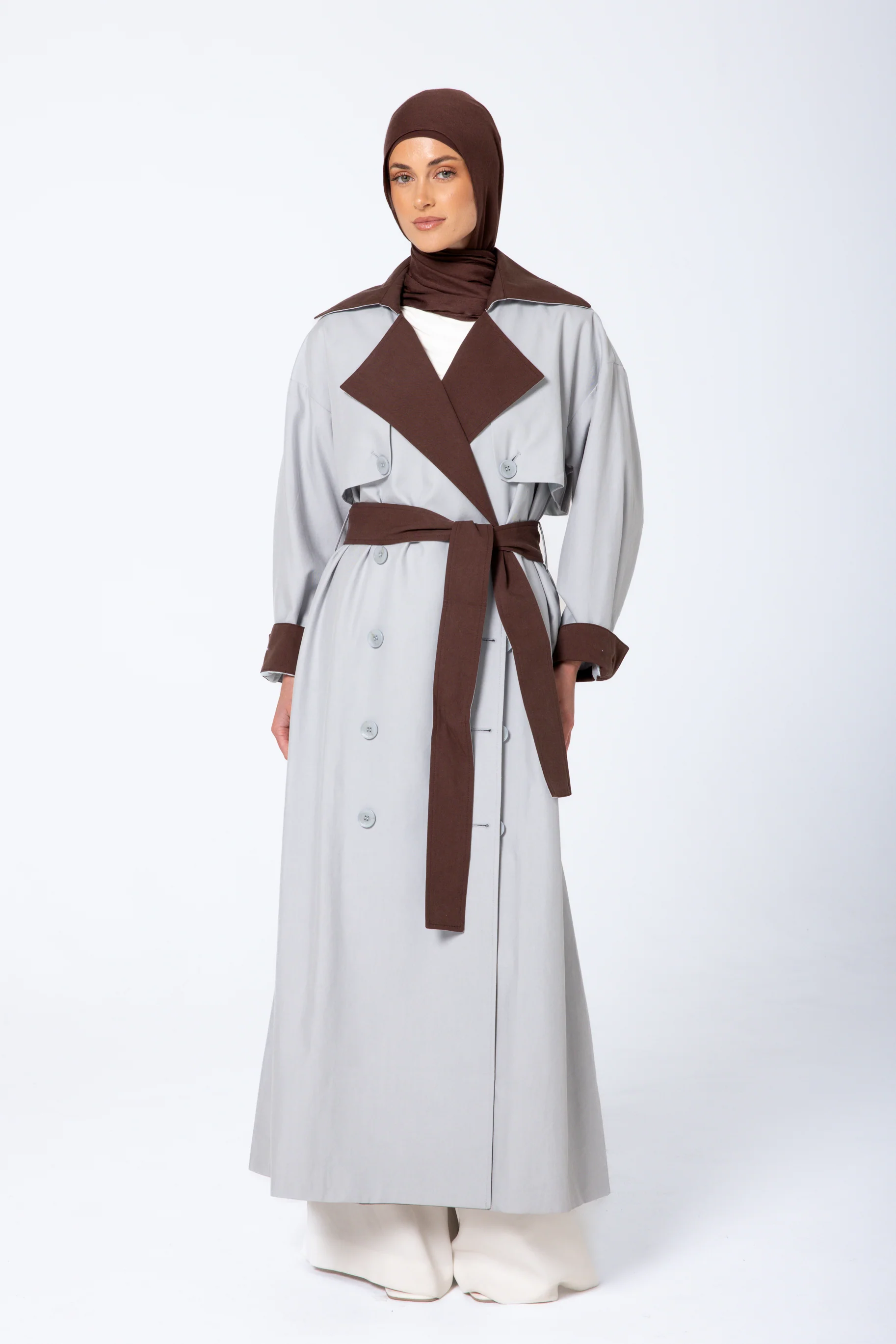 Amani Two Tone Trench Coat - Blue - Image 3