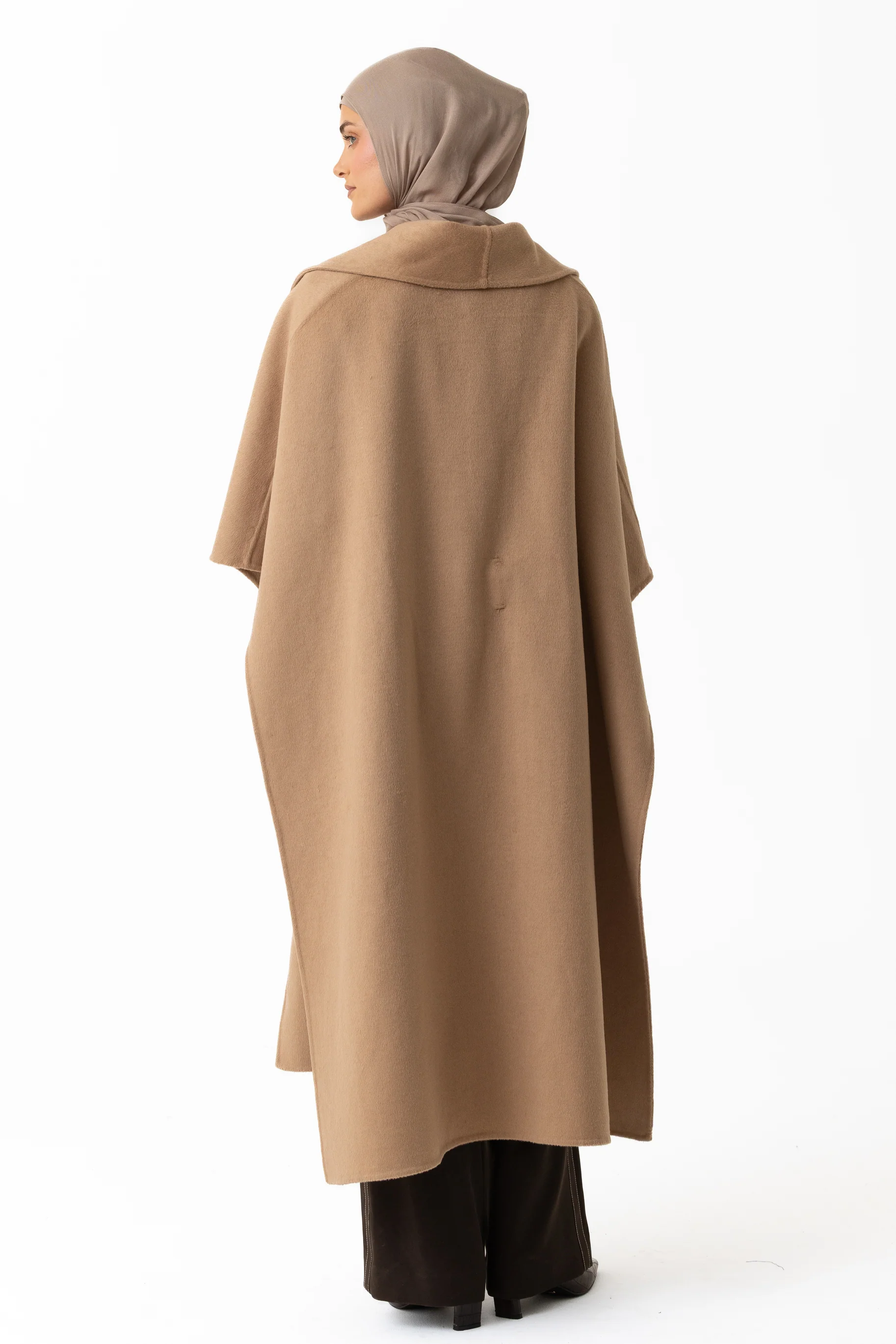 Wool Belted Poncho - Camel - Image 5
